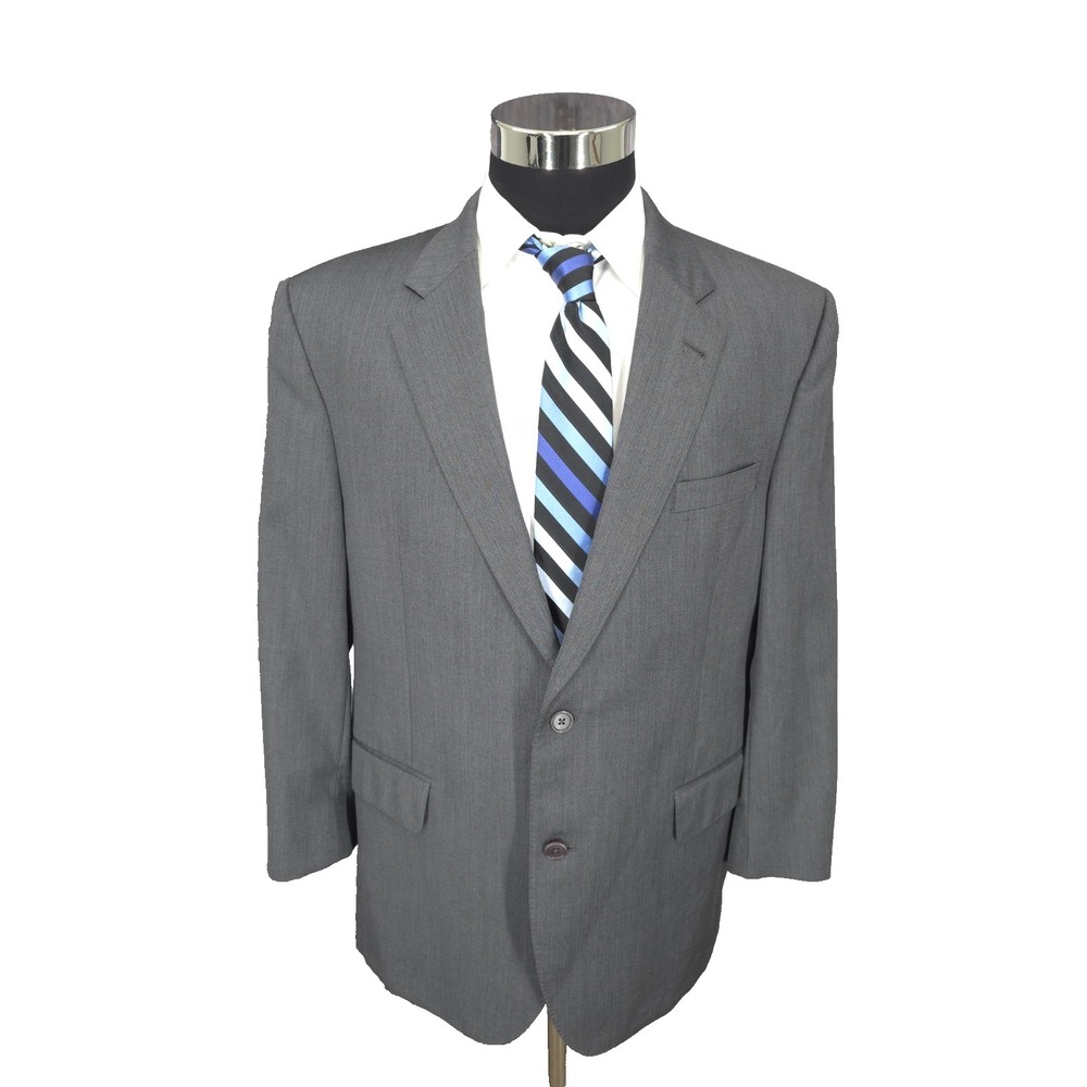 Jos A Bank Signature Gold Blazer Jacket Mens 43R Gray Sports Coat 2 Buttons Wool